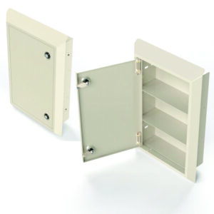 Origin-Semi-Recessed Behavioral Health Locking Cabinet-Steel-Beige